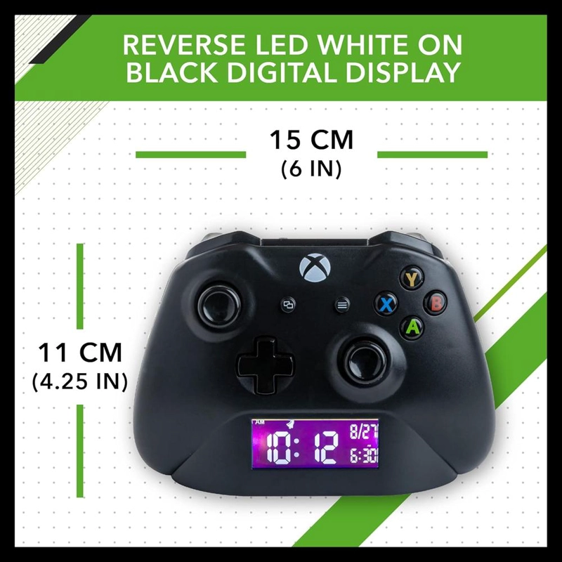 PALADONE XBOX, RELOJ DESPERTADOR DIGITAL CON MANDO NEGRO OFICIAL - 4