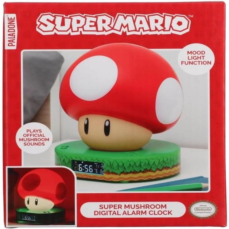 PALADONE SUPER MARIO, RELOJ DESPERTADOR MUSHROOM LUZ Y SONIDO - 4