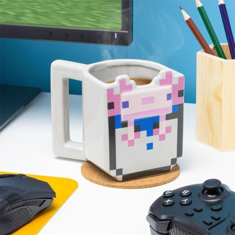 PALADONE MINECRAFT AXOLOTL TAZA CUBETA 13 OZ / 384 ML OFICIAL - 5