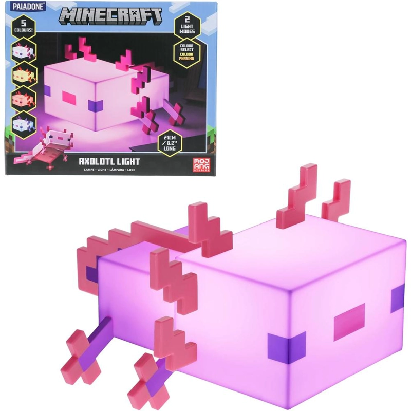 PALADONE MINECRAFT AXOLOTL, LÁMPARA CINCO MODOS DE COLOR - 1