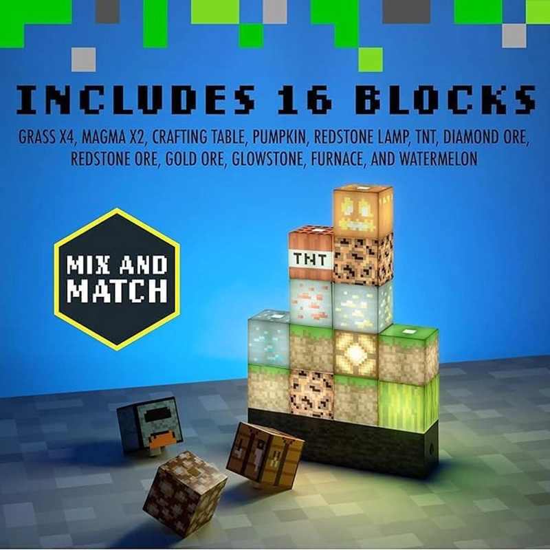 PALADONE MINECRAFT, LÁMPARA BLOQUES CONSTRUCCIÓN OFICIAL - 4