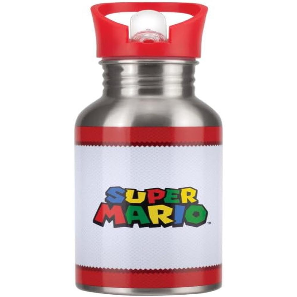 PALADONE SUPER MARIO, BOTELLA METÁLICA CON PAJILLA 500 ML OFICIAL - 1