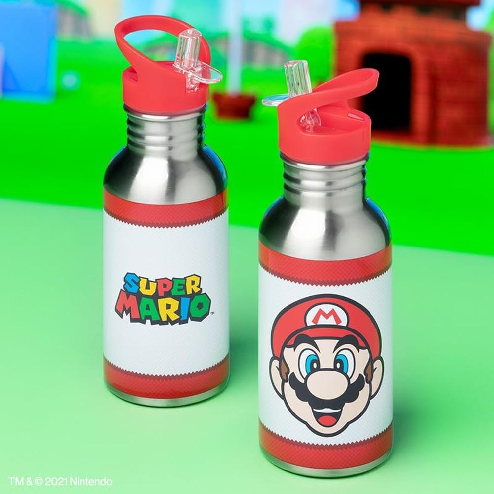 PALADONE SUPER MARIO, BOTELLA METÁLICA CON PAJILLA 500 ML OFICIAL - 3