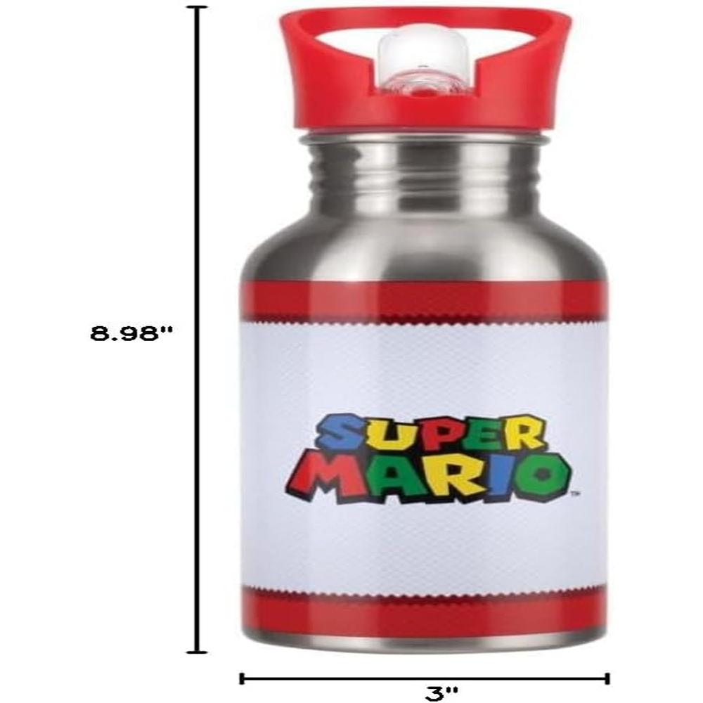 PALADONE SUPER MARIO, BOTELLA METÁLICA CON PAJILLA 500 ML OFICIAL - 4