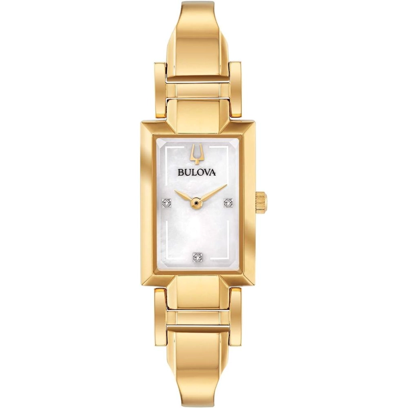 BULOVA RELOJ CLÁSICO MUJER CUARZO DOS AGUJAS ACERO ESFERA DIAMANTES RECTANGULAR | ORO - 1