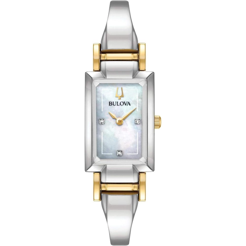 BULOVA RELOJ CLÁSICO MUJER CUARZO DIAMANTES ACERO INOXIDABLE RECTANGULAR NÁCAR | PLATA - 1