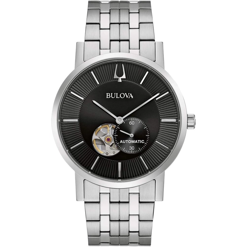 BULOVA RELOJ CLÁSICO VESTIR HOMBRE AUTOMÁTICO 3 AGUJAS 21 JOYAS APERTURA | PLATA/NEGRO - 1