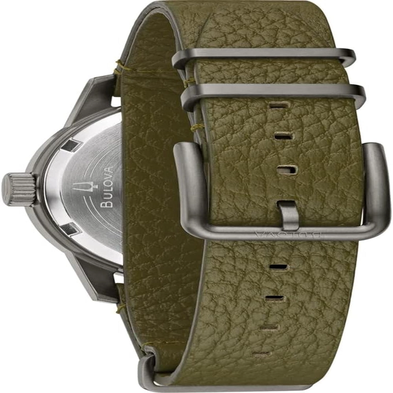 BULOVA RELOJ HOMBRE MILITAR CLÁSICO AUTOMÁTICO 3 AGUJAS CORREA CUERO ACERO | VERDE - 2
