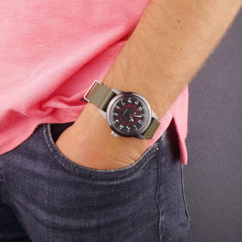 BULOVA RELOJ HOMBRE MILITAR CLÁSICO AUTOMÁTICO 3 AGUJAS CORREA CUERO ACERO | VERDE - 6