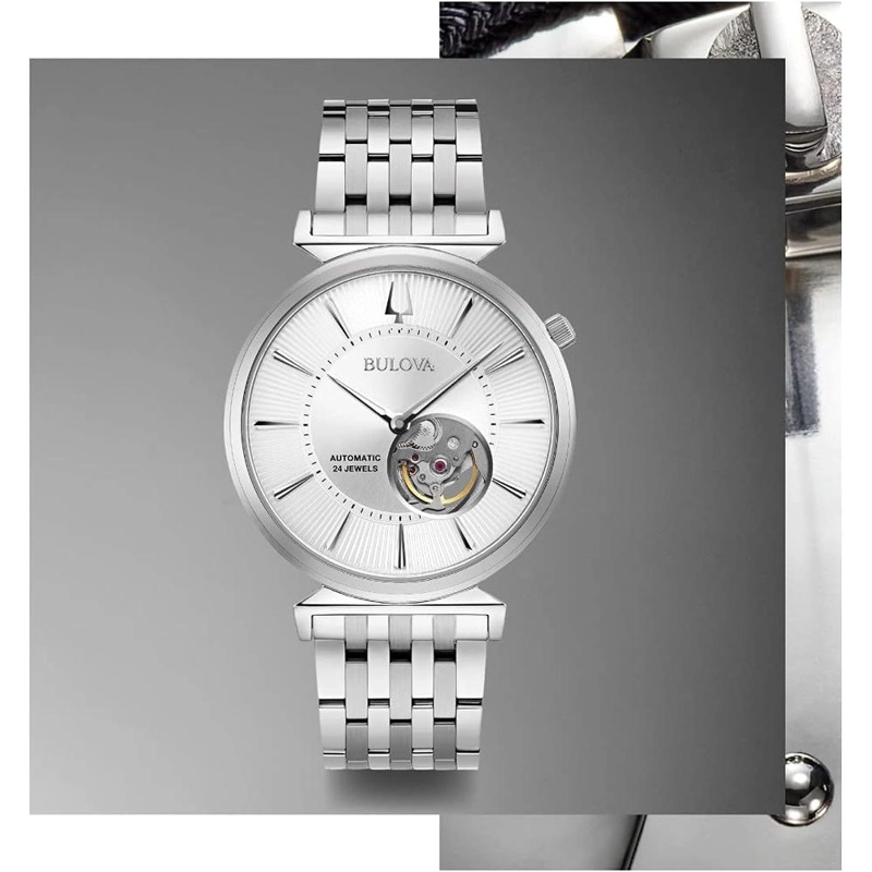 BULOVA RELOJ CLÁSICO REGATA AUTOMÁTICO HOMBRE CORREA CUERO DELGADO | PLATEADO - 6