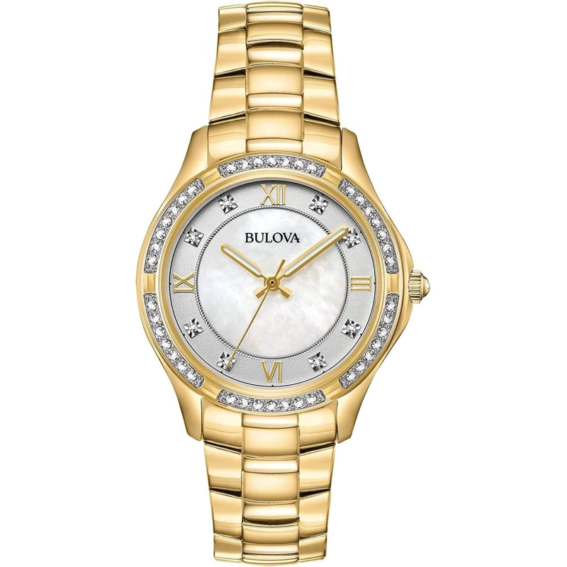 BULOVA RELOJ MUJER ACERO INOXIDABLE CUARZO 3 AGUJAS NÁCAR | ORO - 1
