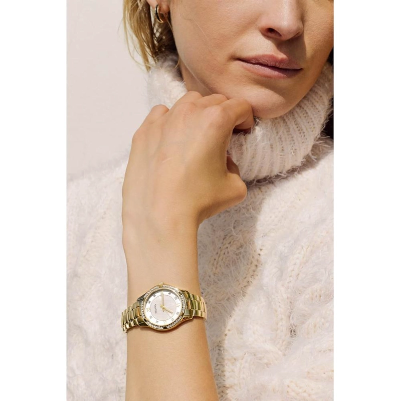 BULOVA RELOJ MUJER ACERO INOXIDABLE CUARZO 3 AGUJAS NÁCAR | ORO - 5