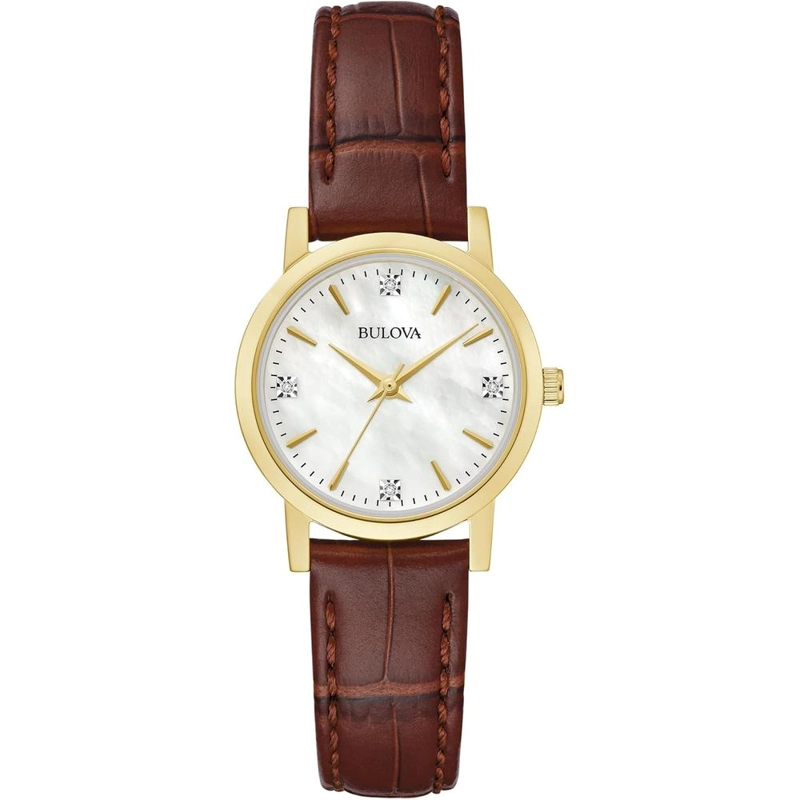 BULOVA RELOJ CLÁSICO DE MUJER DE CUARZO 3 AGUJAS DIAMANTES | MARRÓN - 1
