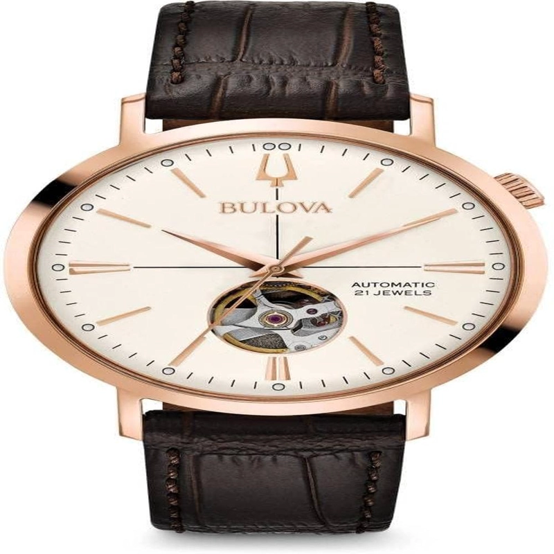 BULOVA RELOJ AEROJET HOMBRE AUTOMÁTICO 3 AGUJAS CORREA PIEL APERTURA RESERVA | MARRÓN - 1