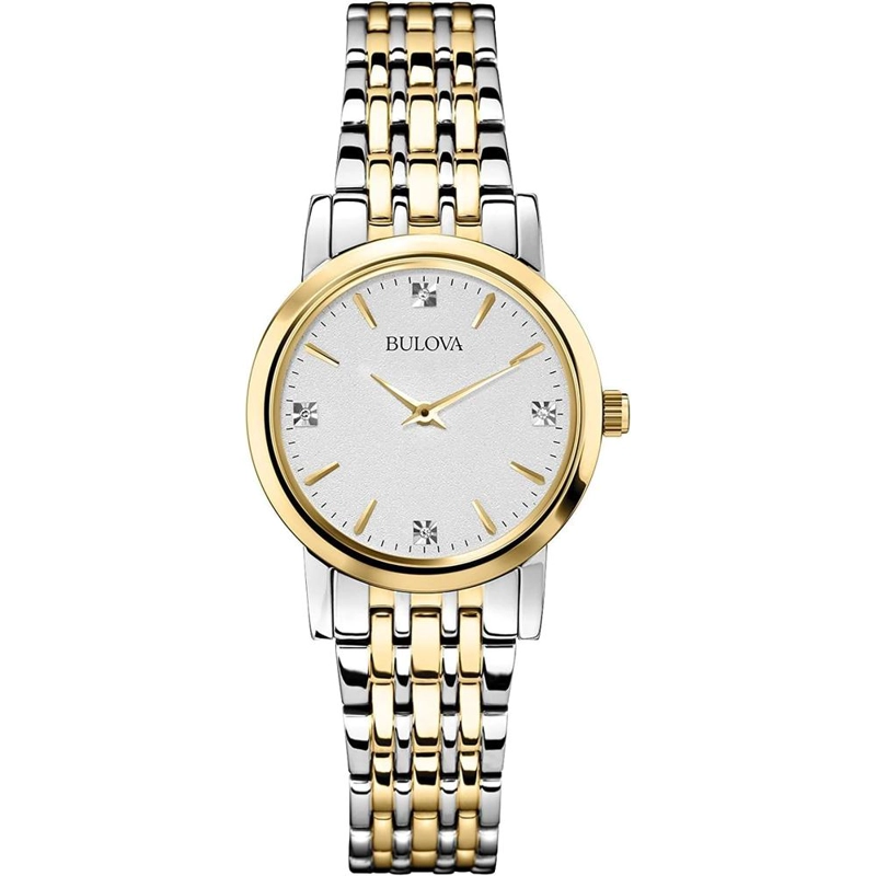 BULOVA RELOJ CLÁSICO PARA MUJER DE ACERO INOXIDABLE CON CUARZO Y DIAMANTES | ORO/PLATA - 1