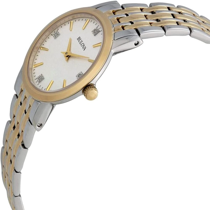 BULOVA RELOJ CLÁSICO PARA MUJER DE ACERO INOXIDABLE CON CUARZO Y DIAMANTES | ORO/PLATA - 4