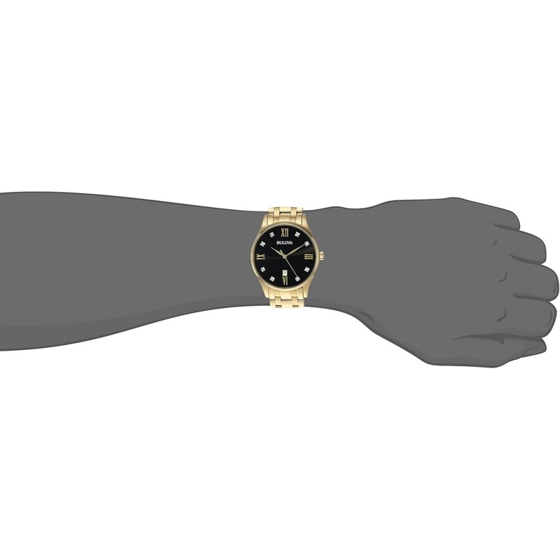 BULOVA RELOJ CLÁSICO HOMBRE ACERO INOXIDABLE DIAMANTES Y FECHA | ORO/NEGRO - 4
