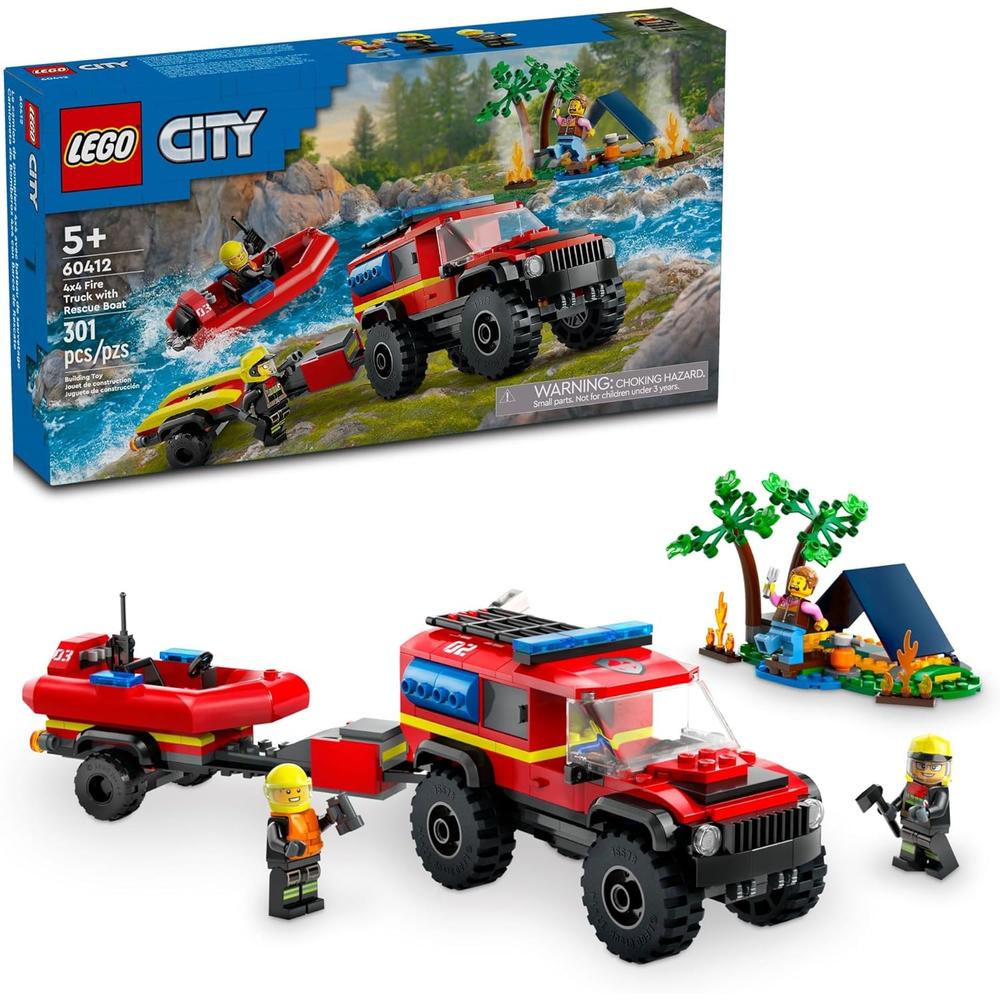 LEGO CITY CAMIÓN DE BOMBEROS 4X4 CON BOTE DE RESCATE Y 2 MINIFIGURAS - 1