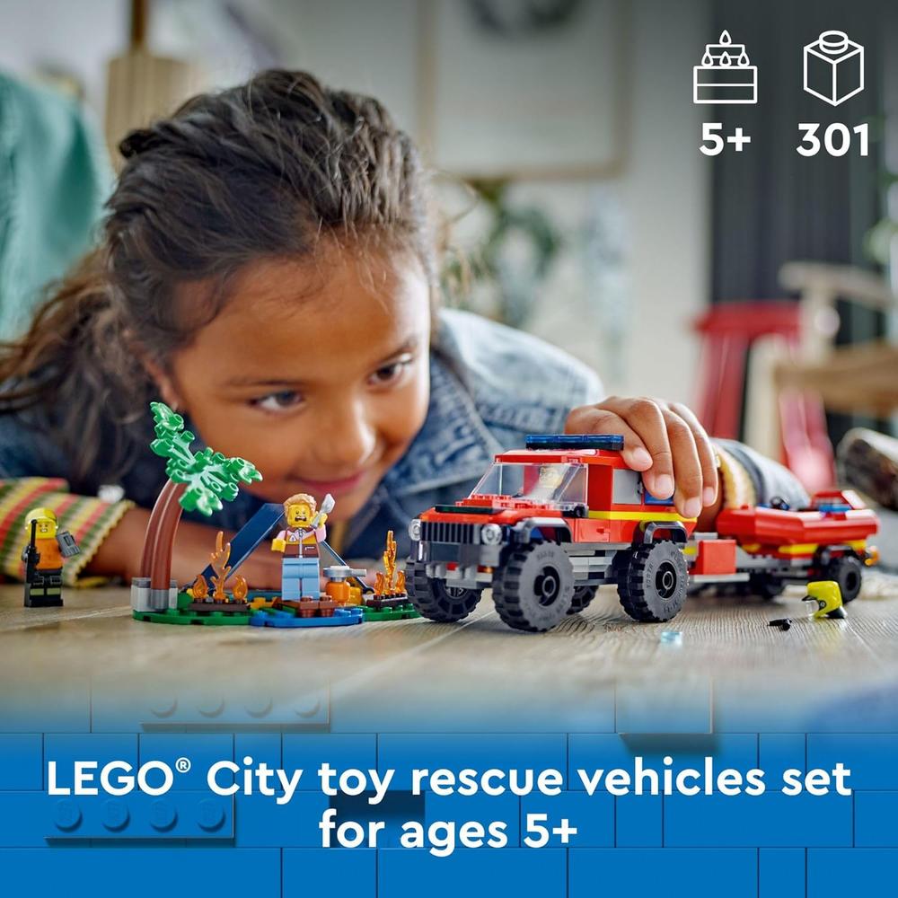 LEGO CITY CAMIÓN DE BOMBEROS 4X4 CON BOTE DE RESCATE Y 2 MINIFIGURAS - 2