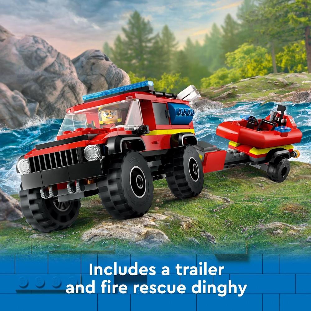 LEGO CITY CAMIÓN DE BOMBEROS 4X4 CON BOTE DE RESCATE Y 2 MINIFIGURAS - 4