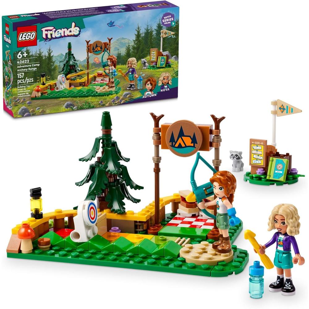 LEGO FRIENDS CAMPAMENTO DE AVENTURAS CON TIRO CON ARCO, INCLUYE MINI MUÑECAS Y MAPACHE - 1