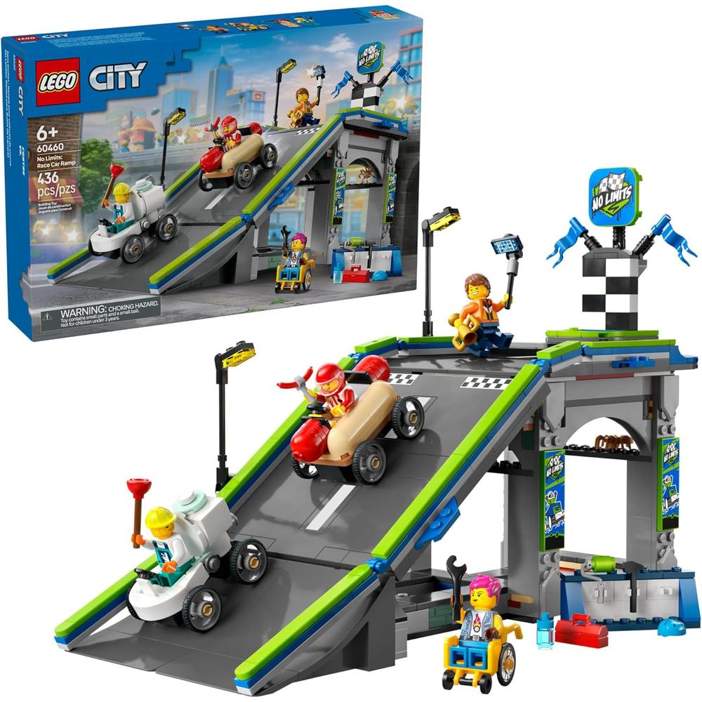 LEGO CITY SIN LÍMITES PISTA DE CARRERAS CON RAMPA, INCLUYE COCHES Y MINIFIGURAS - 1