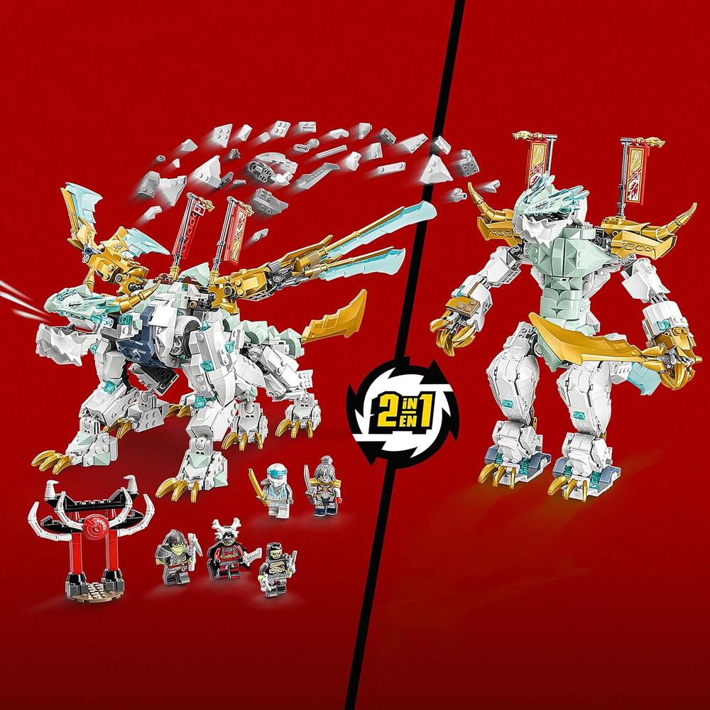 LEGO NINJAGO DRAGÓN DE HIELO 2 EN 1 SET DE CRIATURA Y FIGURA DE ACCIÓN DE GUERRERO - 3