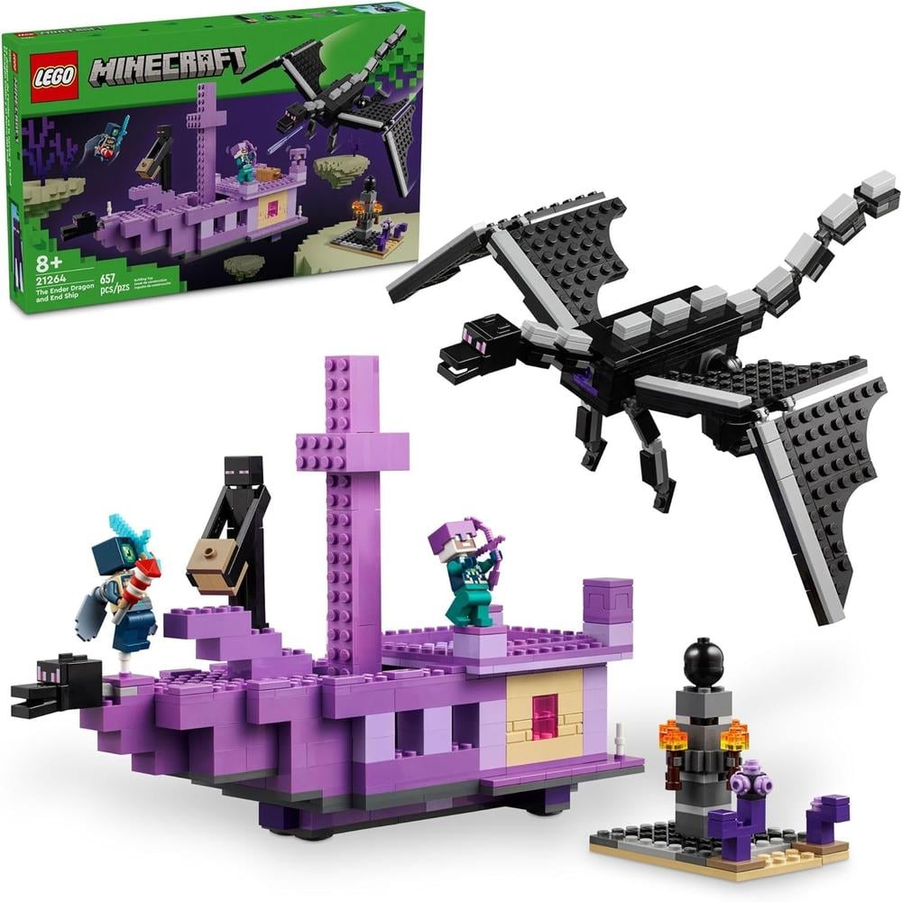 LEGO MINECRAFT DRAGÓN ENDER Y NAVE DEL END, SET DE CONSTRUCCIÓN CON MINIFIGURAS - 1