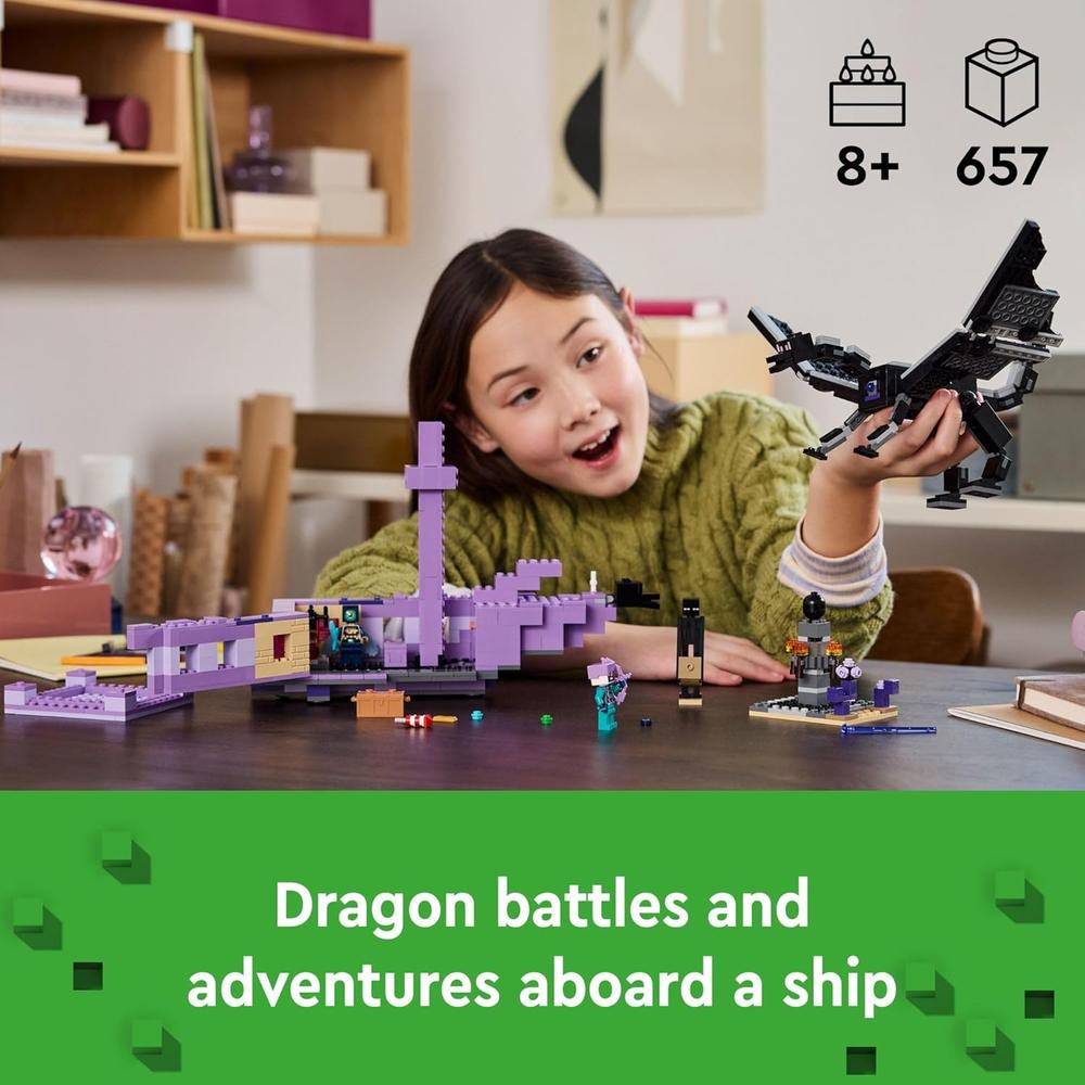 LEGO MINECRAFT DRAGÓN ENDER Y NAVE DEL END, SET DE CONSTRUCCIÓN CON MINIFIGURAS - 2