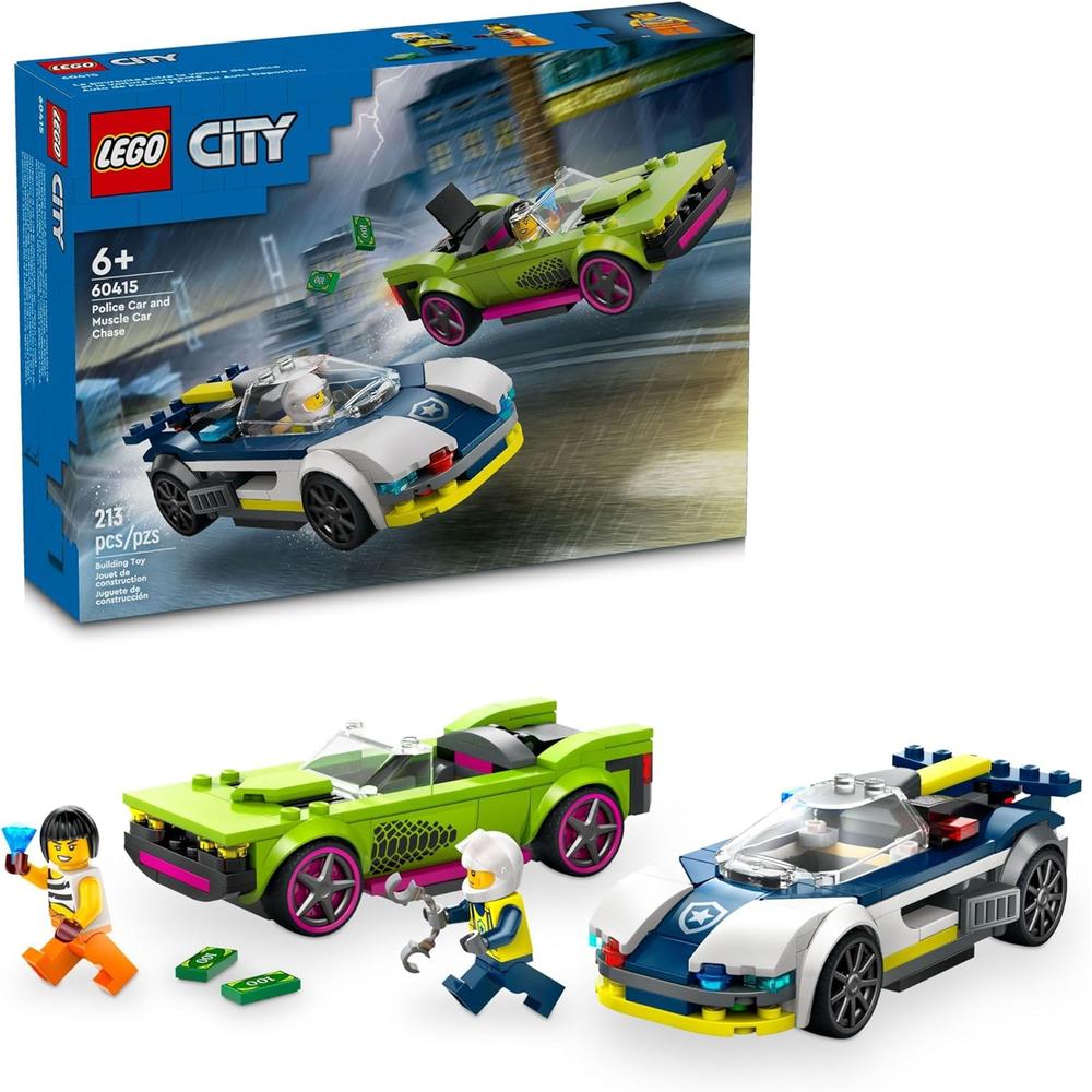 LEGO CITY PERSECUCIÓN ENTRE COCHE DE POLICÍA Y COCHE DEPORTIVO CON MINIFIGURAS - 1