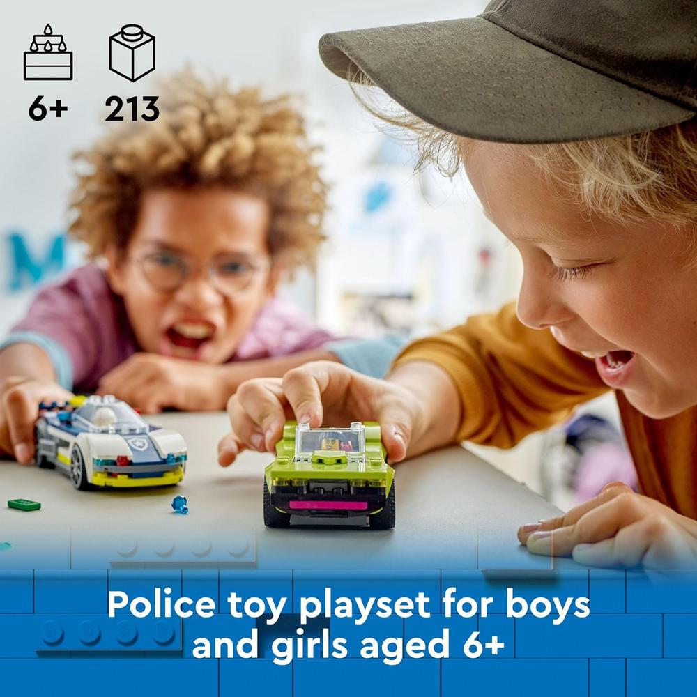 LEGO CITY PERSECUCIÓN ENTRE COCHE DE POLICÍA Y COCHE DEPORTIVO CON MINIFIGURAS - 2
