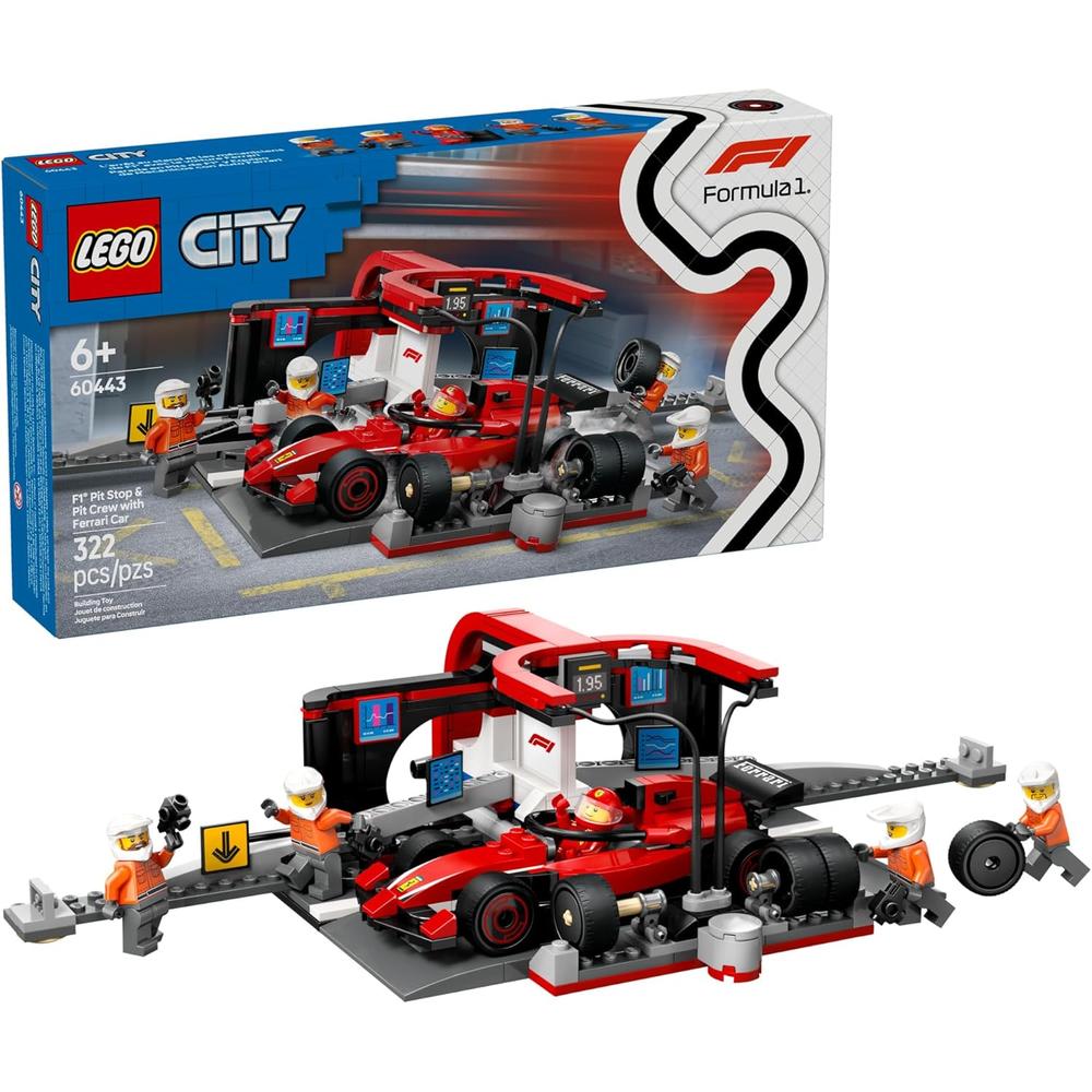 LEGO CITY F1 PARADA EN BOXES Y EQUIPO CON COCHE FERRARI, SET DE CONSTRUCCIÓN - 1