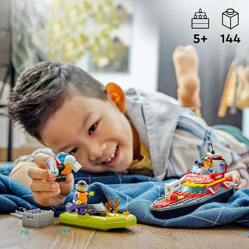 SET DE CONSTRUCCIÓN BARCO DE BOMBEROS LEGO CITY JUGUETE FLOTANTE PARA NIÑOS - 2