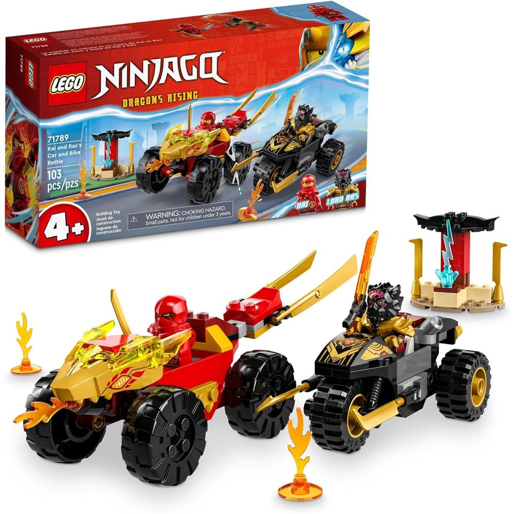 LEGO NINJAGO BATALLA DE COCHES Y MOTOS DE KAI Y RA CON 2 MINIFIGURAS - 1