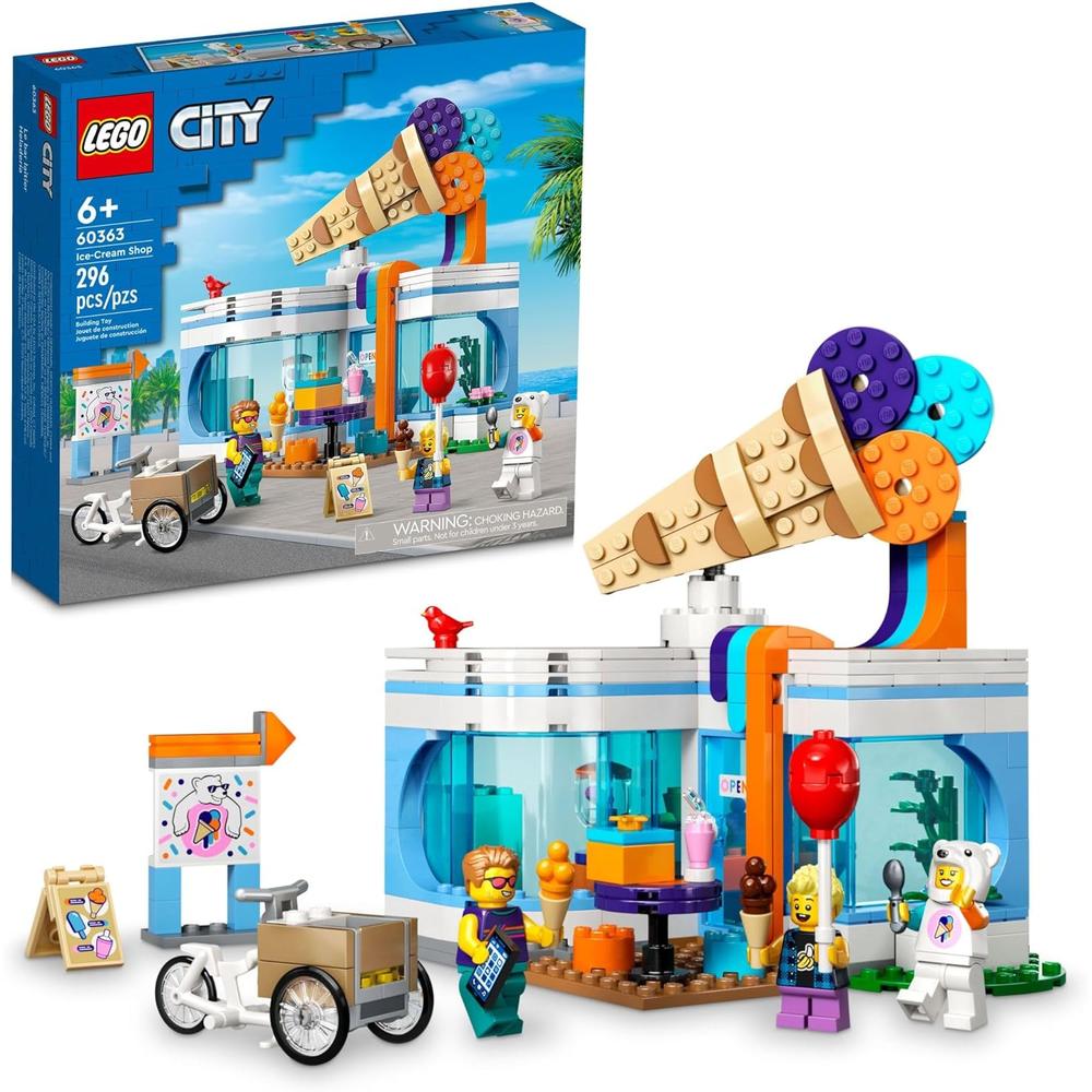 HELADERÍA LEGO CITY SET DE CONSTRUCCIÓN CON BICICLETA DE CARGA, MINIFIGURAS Y ACCESORIOS - 1