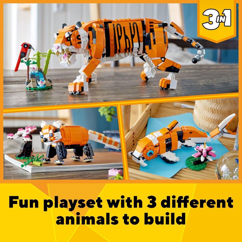 LEGO CREATOR 3 EN 1 TIGRE MAJESTUOSO SE TRANSFORMA EN PANDA O PEZ KOI COLECCIONABLE - 2