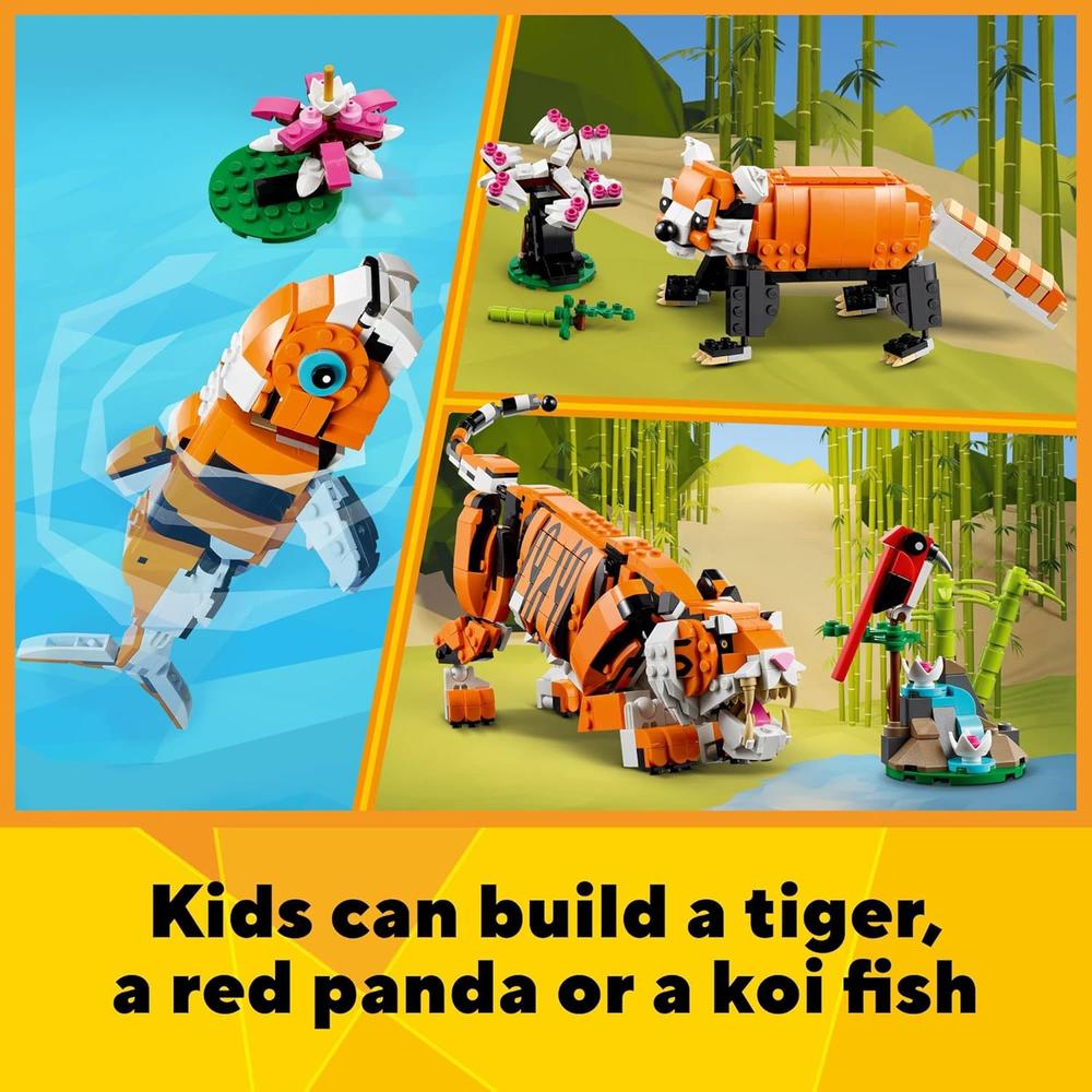 LEGO CREATOR 3 EN 1 TIGRE MAJESTUOSO SE TRANSFORMA EN PANDA O PEZ KOI COLECCIONABLE - 5