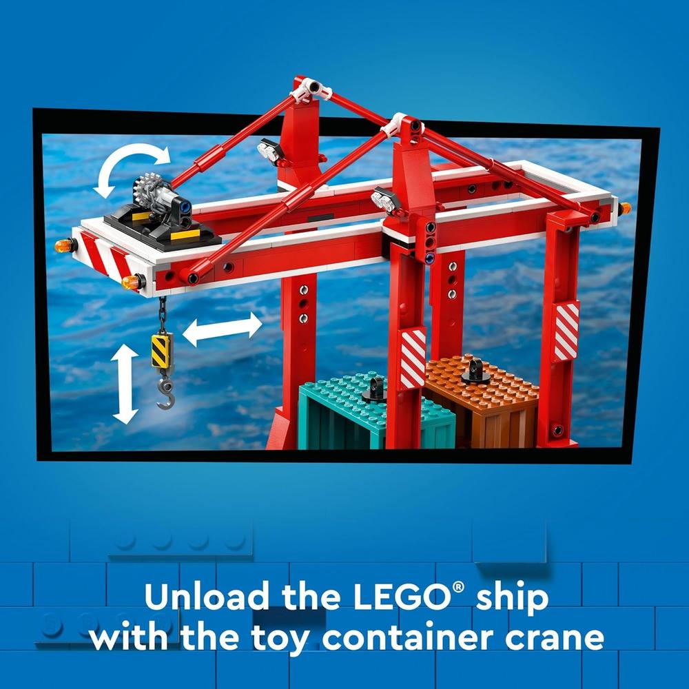 PUERTO COSTERO LEGO CITY CON BARCO DE CARGA, GRÚA Y 8 MINIFIGURAS - 4