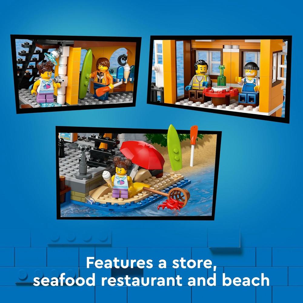 PUERTO COSTERO LEGO CITY CON BARCO DE CARGA, GRÚA Y 8 MINIFIGURAS - 5