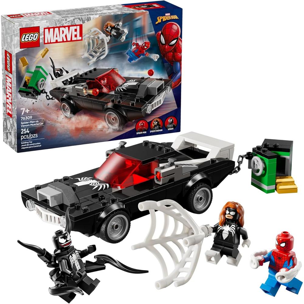 LEGO MARVEL SPIDER-MAN VS. VENOM, COCHE DE JUGUETE CON MINIFIGURAS - 1