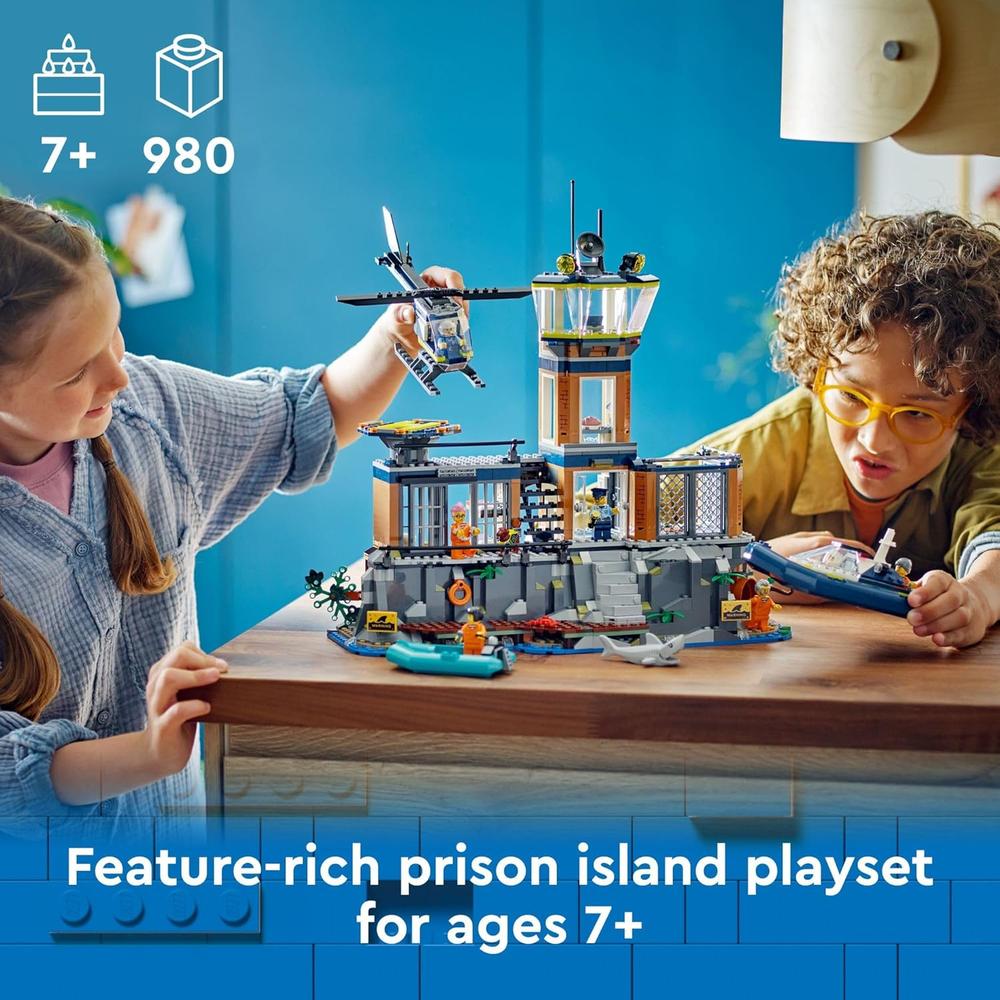 LEGO CITY ISLA DE LA PRISIÓN DE LA POLICÍA, SET DE CONSTRUCCIÓN CON 7 MINIFIGURAS - 2