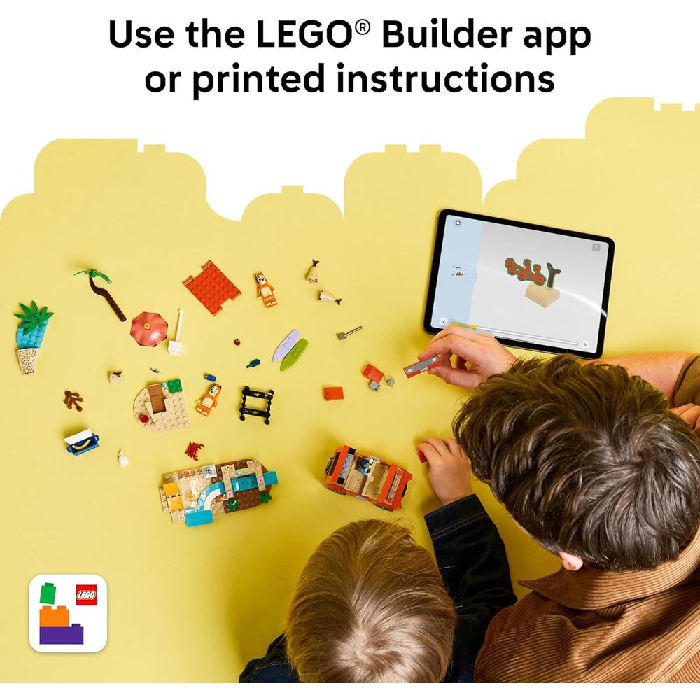 LEGO BLUEY PLAYA Y VIAJE FAMILIAR EN COCHE, CONSTRUCCIÓN Y JUEGO EDUCATIVO - 4