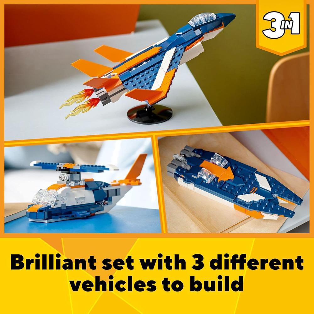 LEGO CREATOR 3 EN 1 AVIÓN SUPERSÓNICO TRANSFORMABLE EN HELICÓPTERO O LANCHA - 2