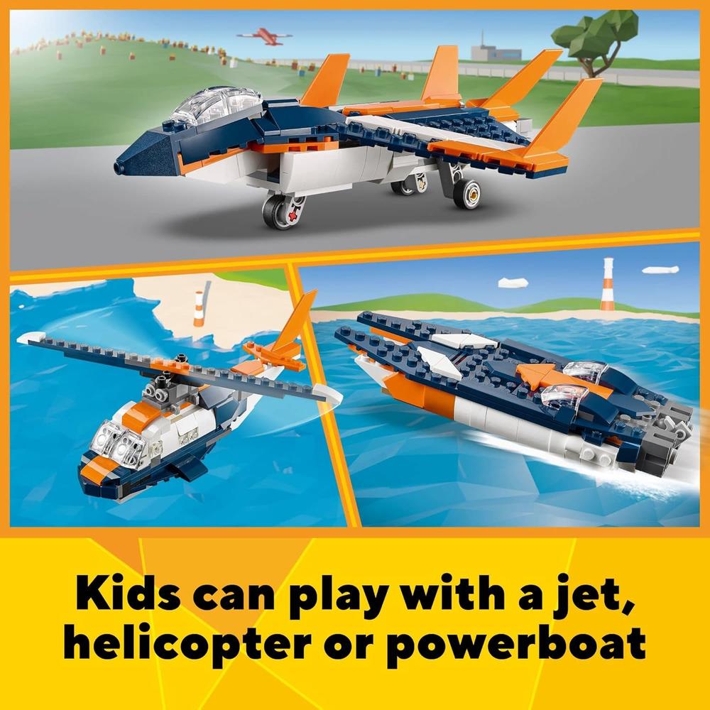 LEGO CREATOR 3 EN 1 AVIÓN SUPERSÓNICO TRANSFORMABLE EN HELICÓPTERO O LANCHA - 5