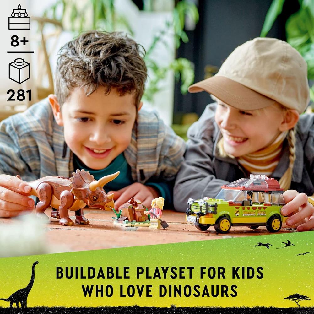 LEGO JURASSIC PARK INVESTIGACIÓN DEL TRICERATOPS SET CON COCHE Y DINOSAURIO - 2