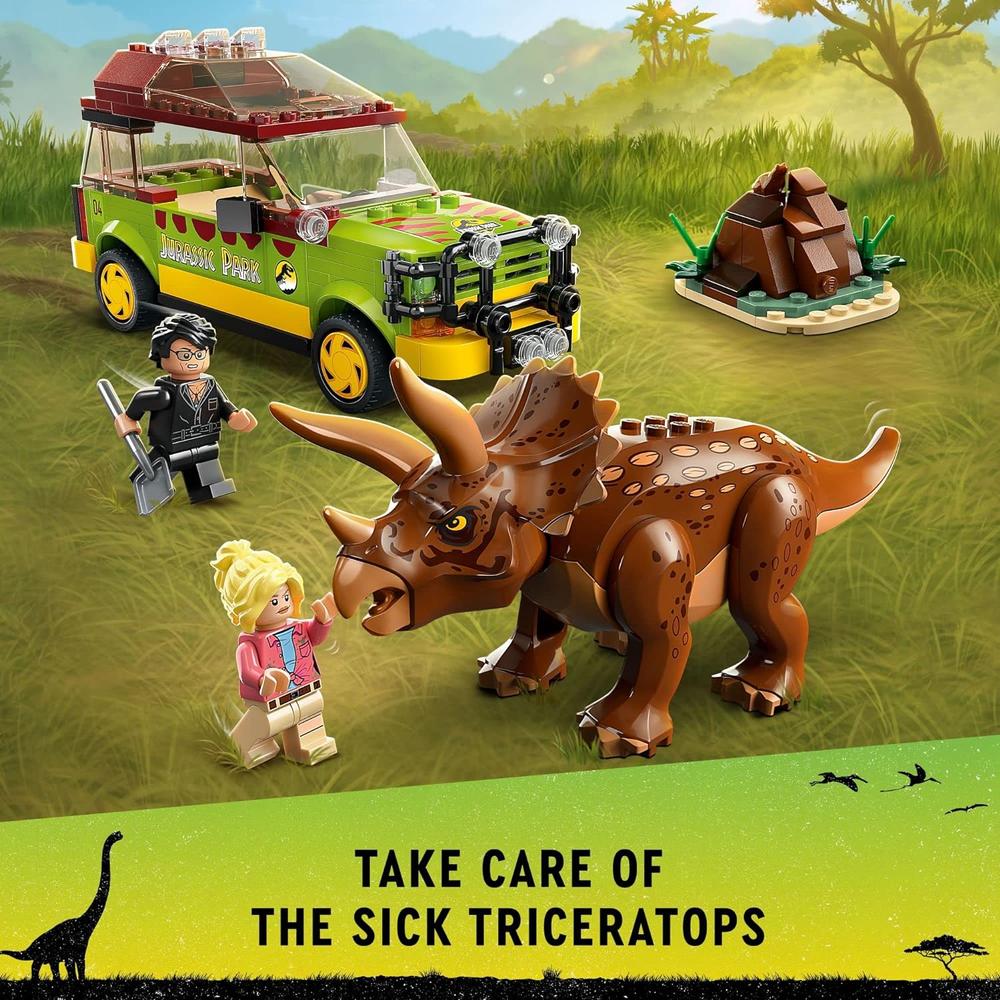 LEGO JURASSIC PARK INVESTIGACIÓN DEL TRICERATOPS SET CON COCHE Y DINOSAURIO - 4