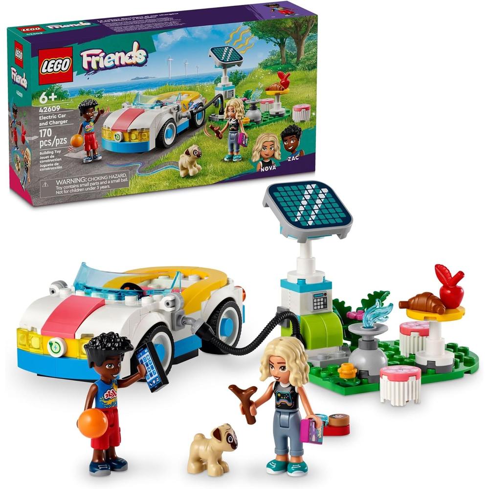 LEGO FRIENDS COCHE ELÉCTRICO Y CARGADOR CON MINIMUÑECAS NOVA Y ZAC - 1