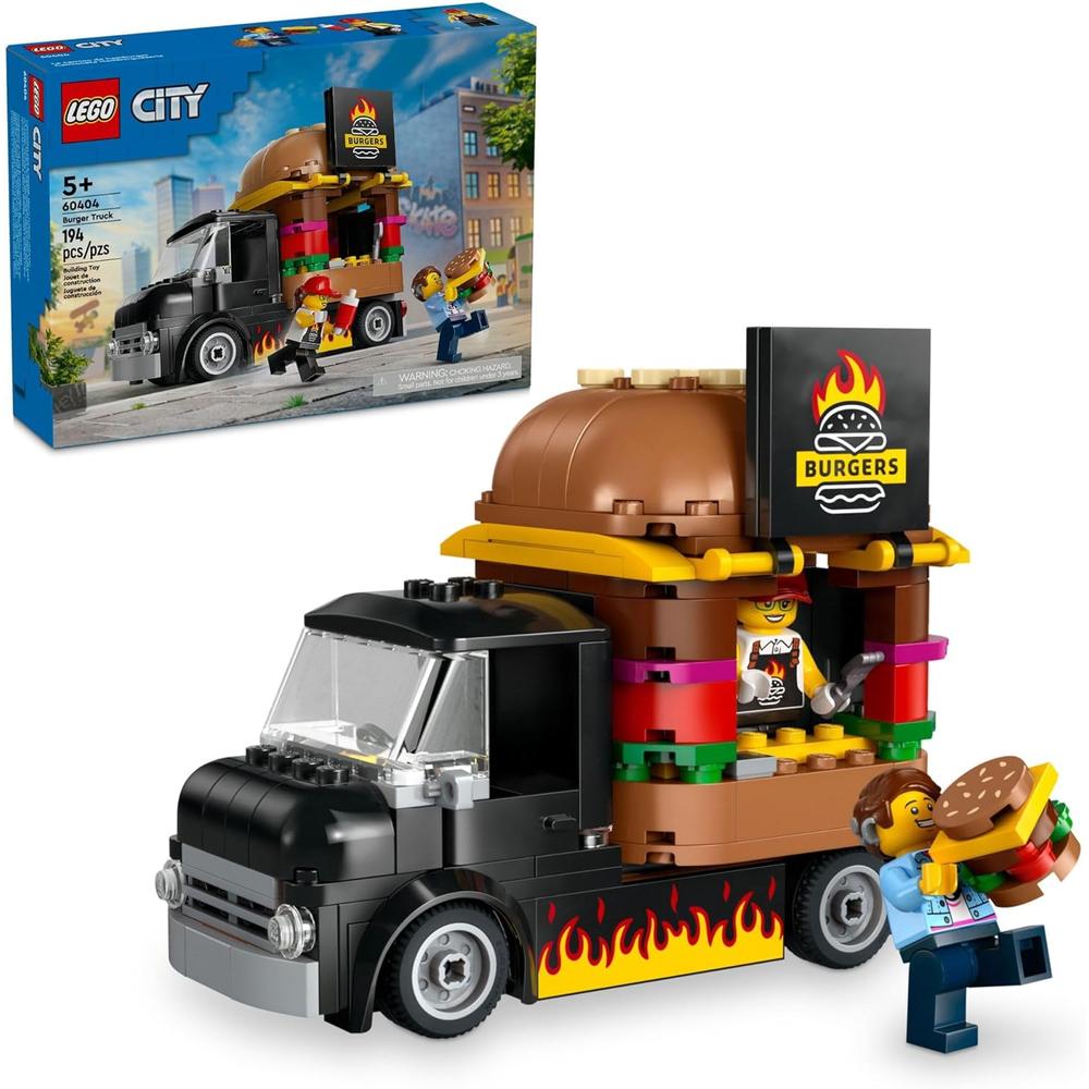 LEGO CITY CAMIÓN DE HAMBURGUESAS CON COCINA, MINIFIGURA Y ACCESORIOS, REGALO - 1