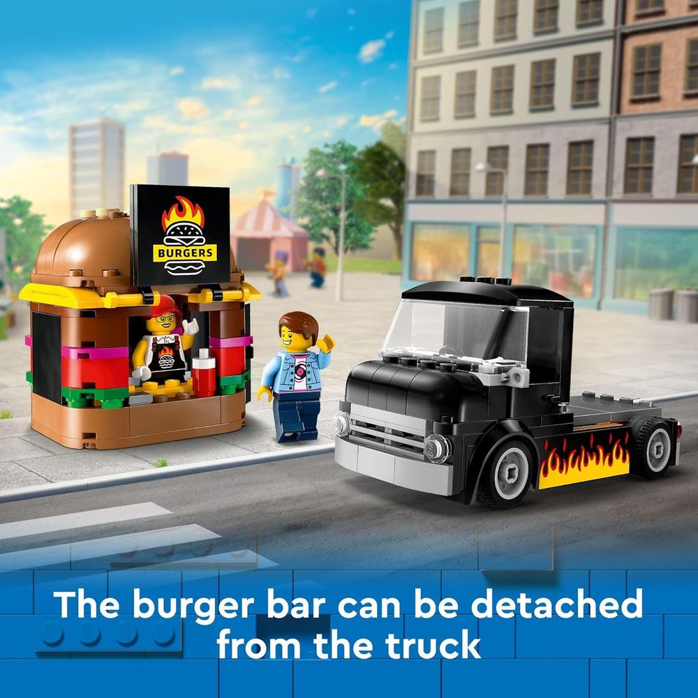 LEGO CITY CAMIÓN DE HAMBURGUESAS CON COCINA, MINIFIGURA Y ACCESORIOS, REGALO - 3