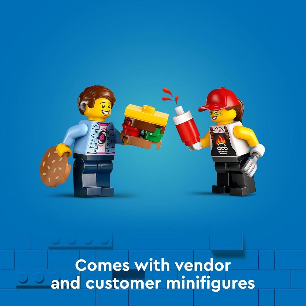 LEGO CITY CAMIÓN DE HAMBURGUESAS CON COCINA, MINIFIGURA Y ACCESORIOS, REGALO - 5